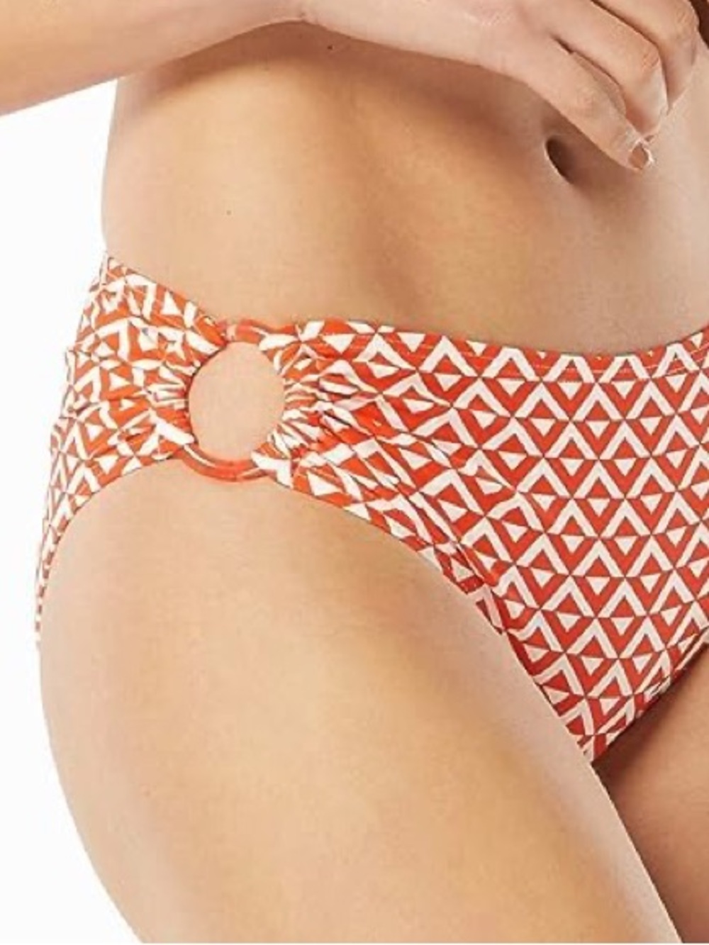 Carmen Marc Valvo Papaya Geometric Ring High-Waist Bikini Bottoms NWT